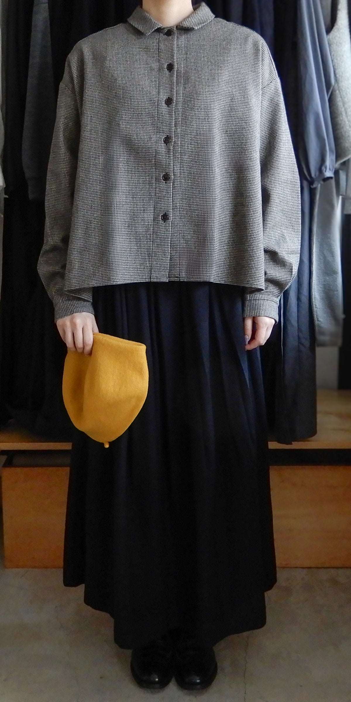 ストレッチウールオーバーシャツ 千鳥格子