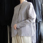 Cotton Linen Concealed Button Shirt Off White × Brown