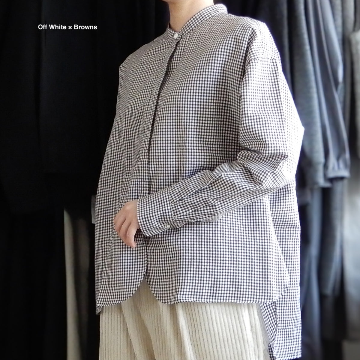Cotton Linen Concealed Button Shirt Beige