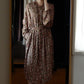 Viscose Text Print Dress Khaki×Pink