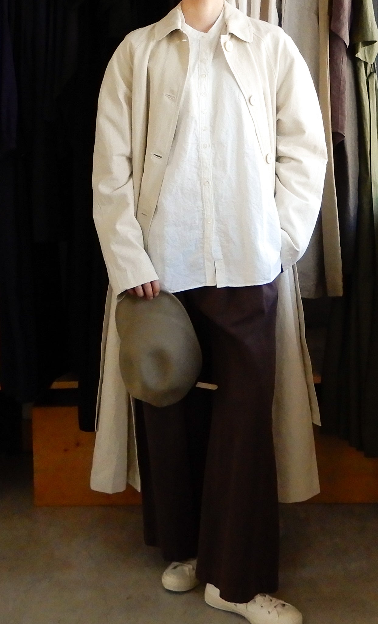 Cotton Hemp Grain Coat in Ivory