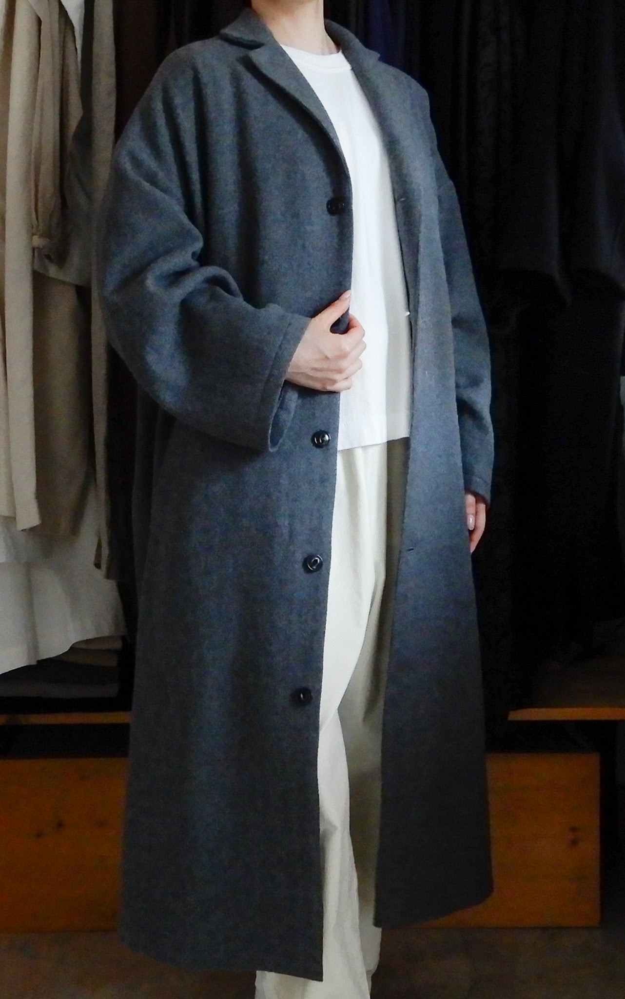 Soft wool long coat Gray