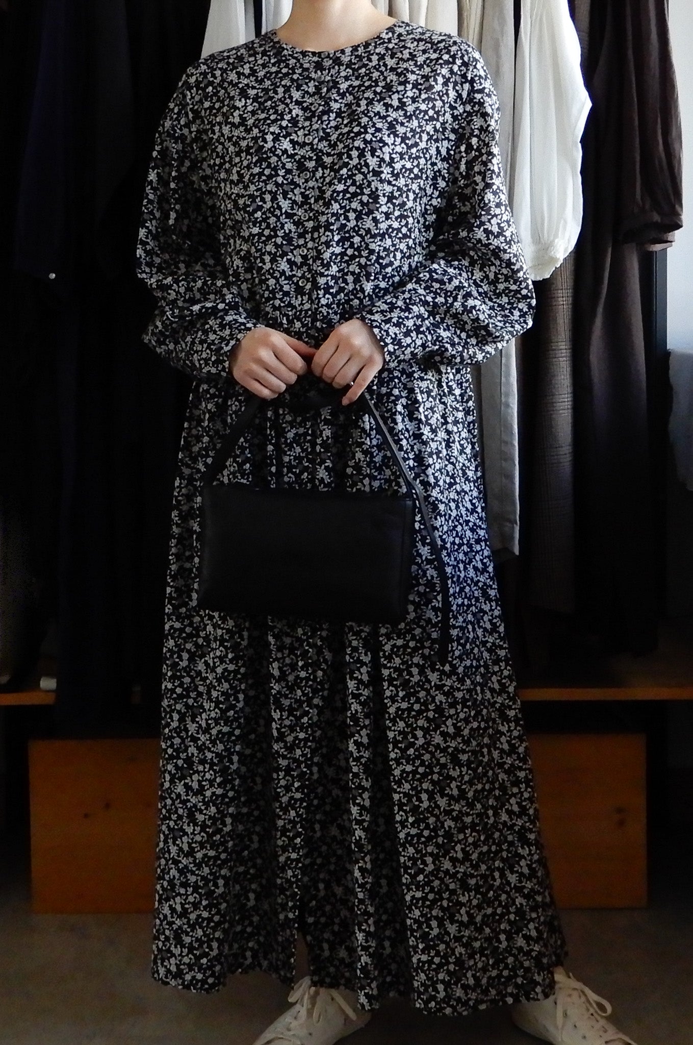 Cotton Cupra Flower Blouse Black