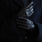 Silk-lined studded leather gloves in Black
