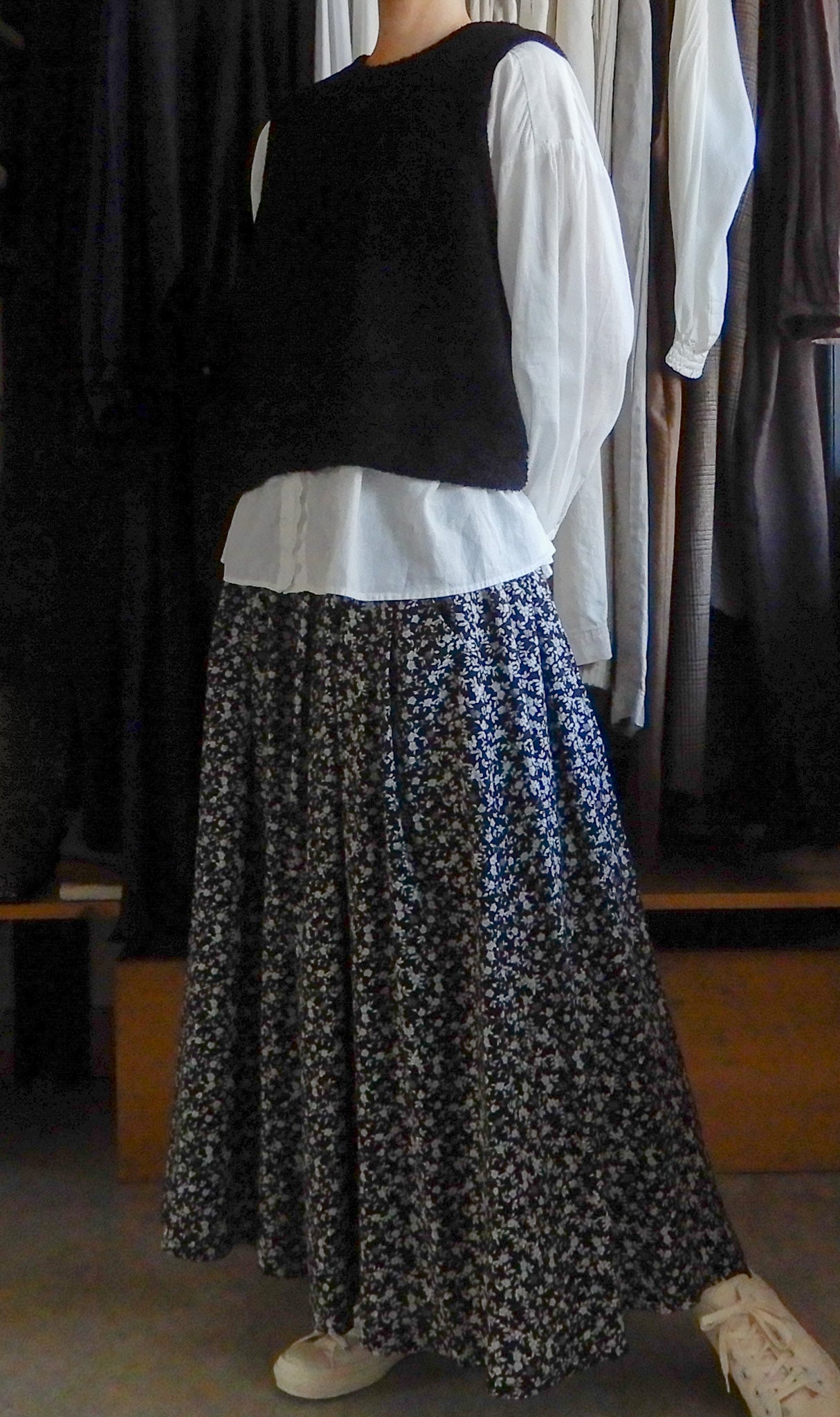 Cotton Cupra Flower Blouse Black