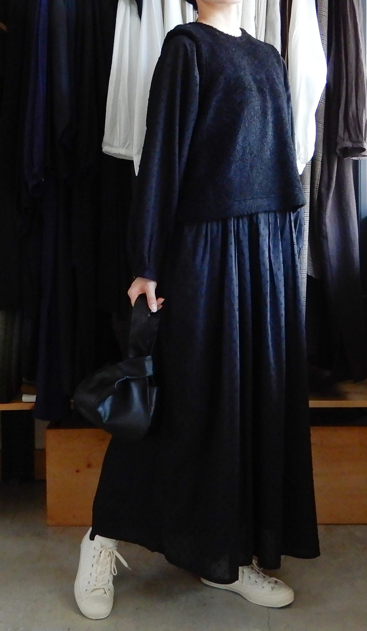 Cotton Cut Dobby Dress Black