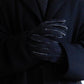 Curly Shearling Leather Gloves Black