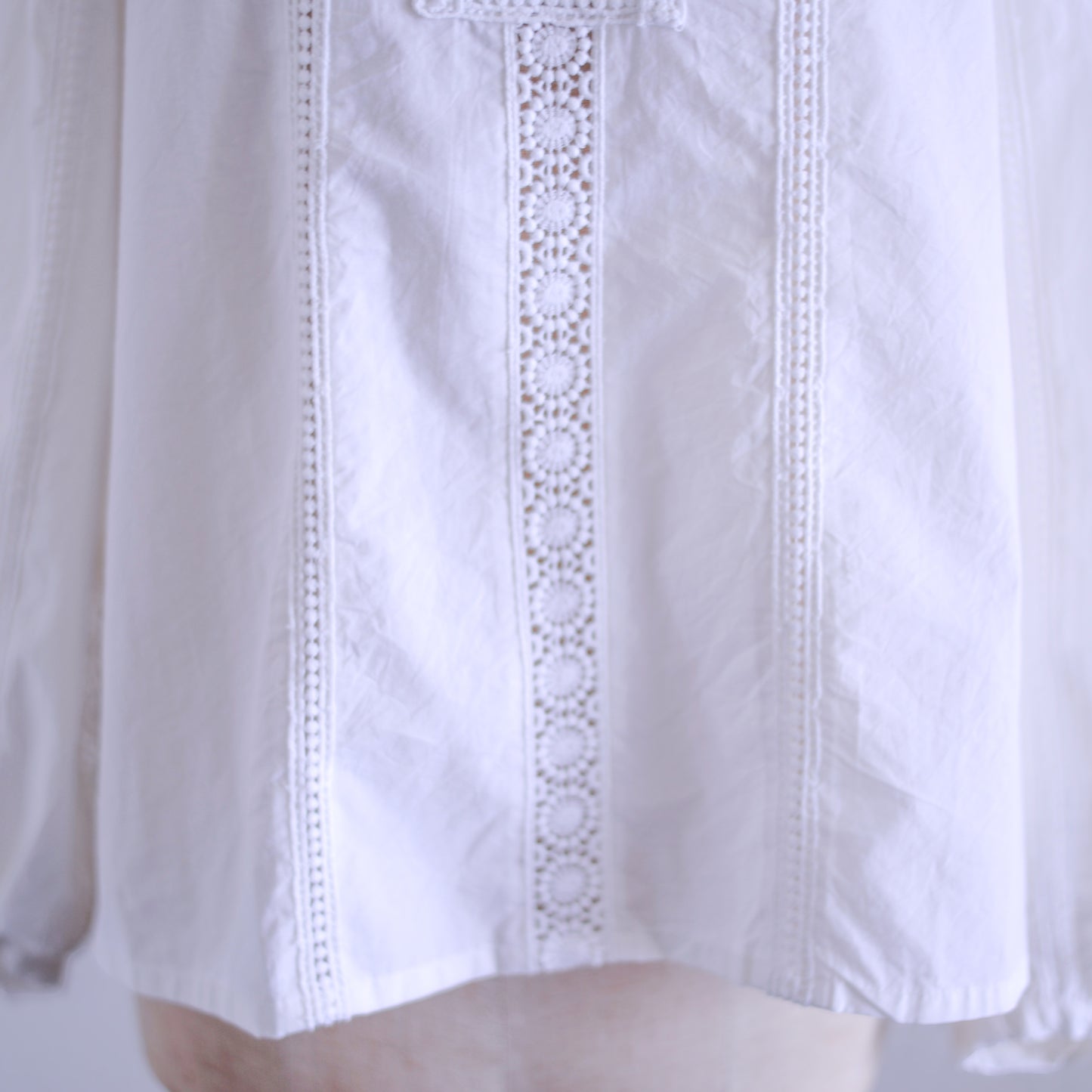 コットンスタンドレースブラウス Off White